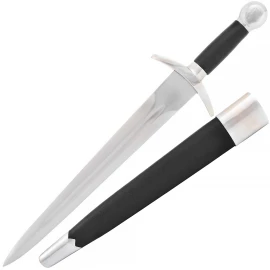 Mittelalterlicher Dolch 11. Jahrhundert, handgeschmiedeter Stahl mit Lederscheide - Outlet