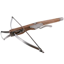 Mittelalterliche Deko-Armbrust mit Stahlbogen und drei Bodkin-Bolzen - Outlet