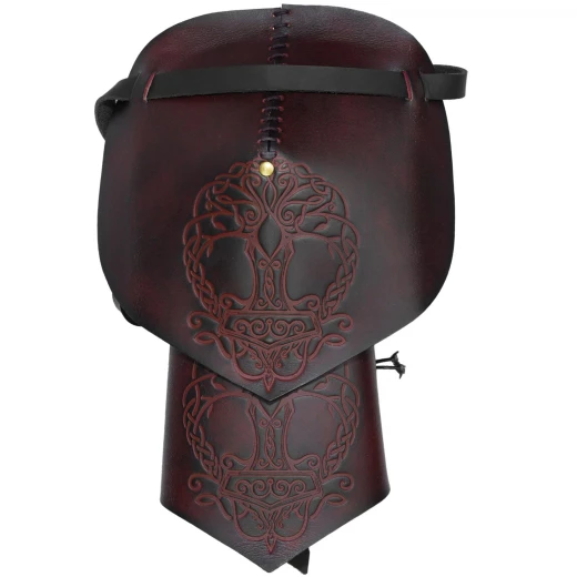 Leather Pauldron "Yggdrasil and Mjöllnir", 1 pc, Viking Style - Outlet