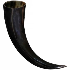 Wikinger Trinkhorn aus echtem Horn, 500-600 ml, mit Stoffbeutel