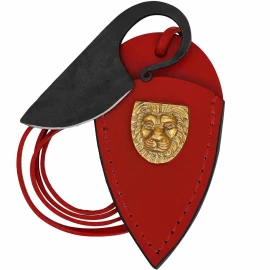 Keltisches geschmiedetes Halsmesser mit Lederscheide und Emblem - Outlet