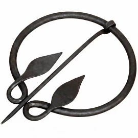 Hand-Forged Early Medieval Penannular Mild Steel Brooch with Leaf Terminals - Outlet