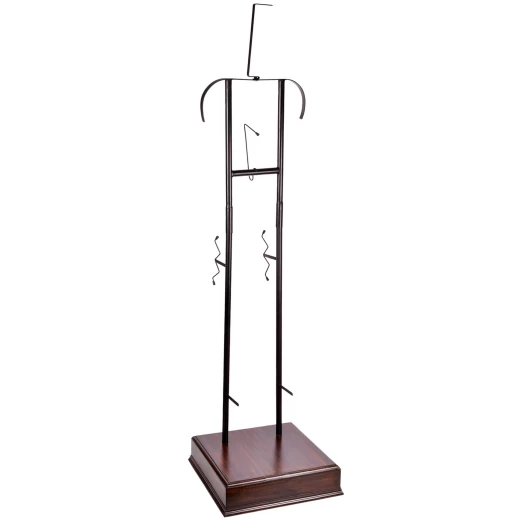 Universaler Rüstungsständer aus Metall mit Holzsockel