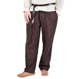 Prosté středověké kalhoty Hagen pro muže i ženy, hnědé