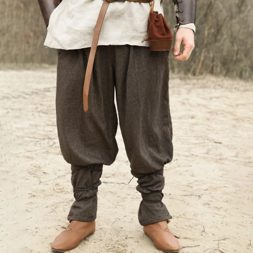 Wikinger Rus-Hose Tjore – Wolle Fischgrät, Braun