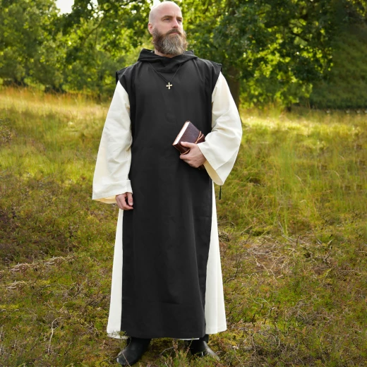 Mönchskutte Anselm – 2-in-1 Zisterzienser Habit, Natur/Schwarz
