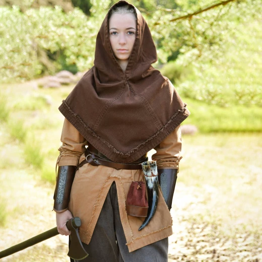 Mittelalter Gugel "Stig" aus Baumwolle, Used-Look, Verschiedene Farben