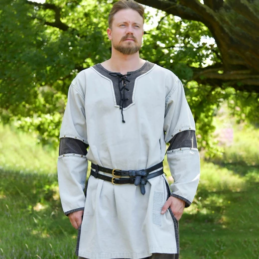 Wikinger-Tunika Sigval – Grau, Canvas, Used-Look