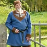 Wikinger Wolltunika Esben mit keltischer Stickerei – Blau Meliert