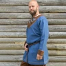 Wikinger Wolltunika Esben mit keltischer Stickerei – Blau Meliert