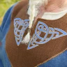 Wikinger Wolltunika Esben mit keltischer Stickerei – Blau Meliert