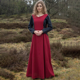 Středověký Surcot Andra - svrchní šaty bez rukávu, S/M černá