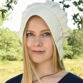 Käppchen: Mittelalterliche Bayerische Damenhaube mit Falten aus Baumwolle – Verschiedene Farben