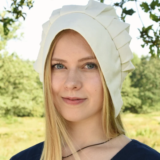 Käppchen: Mittelalterliche Bayerische Damenhaube mit Falten aus Baumwolle – Verschiedene Farben