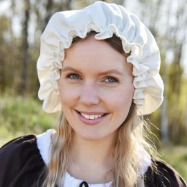 Rüschenhaube: Mittelalterliche Baumwoll-Damenhaube mit Gummizug – Verschiedene Farben