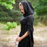 Mittelalter Kleid Isra mit Trompetenärmeln, schwarz