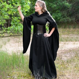 Mittelalter Kleid Isra mit Trompetenärmeln, schwarz