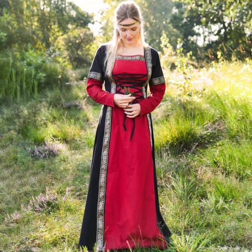 Mittelalterkleid Eleanor, rot/schwarz