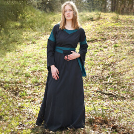 Středověké šaty s páskem, Bliaut Konstanze, tmavě modré