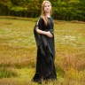 Medieval Dress "Ingrid" with Laced Back & Trumpet Sleeves – Black