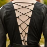 Medieval Dress "Ingrid" with Laced Back & Trumpet Sleeves – Black