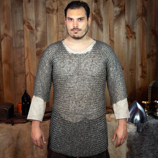 Nýtovaná kroužková košile Haubergeon, kulaté kroužky 10 mm, krátký rukáv