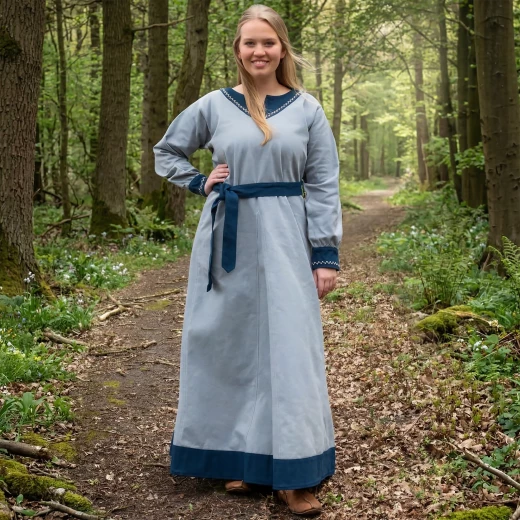 Wikinger Kleid Jona, blaugrau/blau - Outlet