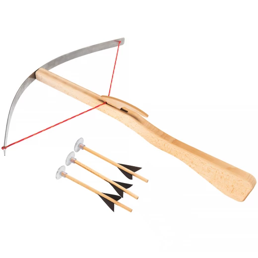 Große Kinderarmbrust aus Holz, 57 cm, mit 3 Saugpfeilen