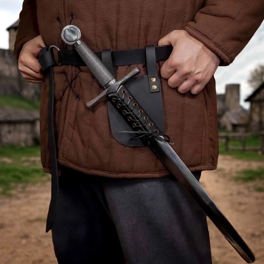 Kožený opaskový závěs na meč nebo dýku se šněrováním - Outlet