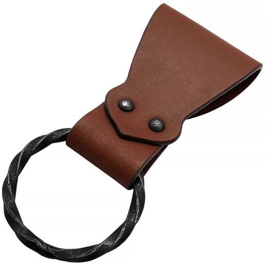 Axt-Halterung aus Leder mit geschmiedetem, gedrehtem Ring