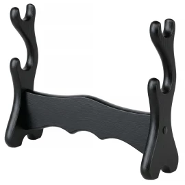 Klassischer schwarzer Tischständer für zwei Samurai-Schwerter