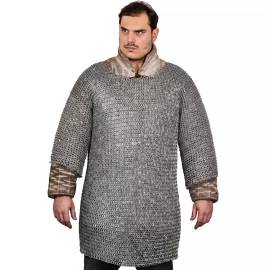 Aluminium Kettenhemd mit Halbärmeln, abwechselnd vernietete Rundringe