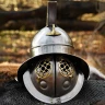 Thrakischer Gladiatorenhelm aus Stahl mit Messingverzierungen und hohem Helmkamm