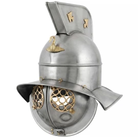 Thrakischer Gladiatorenhelm aus Stahl mit Messingverzierungen und hohem Helmkamm
