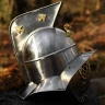 Thrakischer Gladiatorenhelm aus Stahl mit Messingverzierungen und hohem Helmkamm