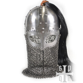 Viking Spectacle Helmet, 2 mm Steel, with Plume and Chaimail Aventail