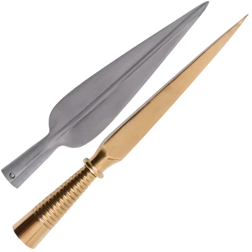 Hrot a mosazná patka sauroter pro řecké dory krále Leónida