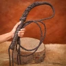 Hand-Braided 'Adventurer' Leather Whip with Rivets, 272 cm