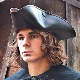 Captain Jack Tricorn Hat - S/M brown