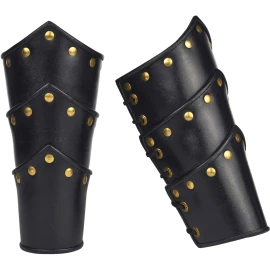 Střelecké kožené nátepníky Černý dravec s mosaznými nýty - Outlet