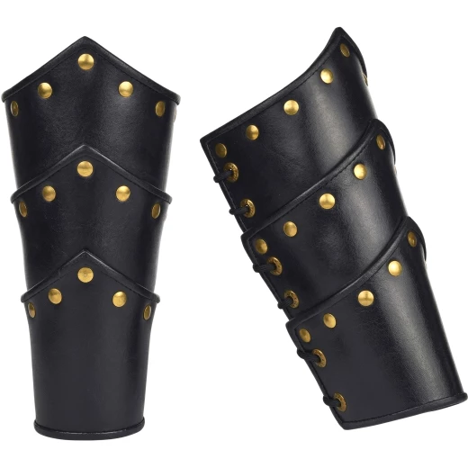 Střelecké kožené nátepníky Černý dravec s mosaznými nýty - Outlet