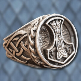 Viking Ring with Thor’s Hammer made of Pewter