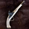 Replika anglické pistole Hadley 1760 s křesadlovým zámkem z imitace slonoviny