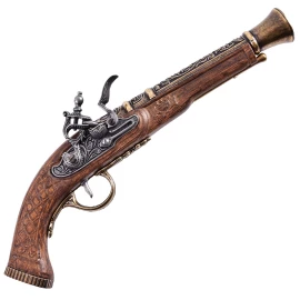 Křesadlové soubojové pistole Espingole, sada 2ks., 18. století, mosaz, nefunkční replika