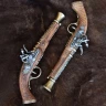 Křesadlové soubojové pistole Espingole, sada 2ks., 18. století, mosaz, nefunkční replika