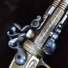 3-Barreled Flintlock Pistol, Augsburg 1775, Brass, Replica