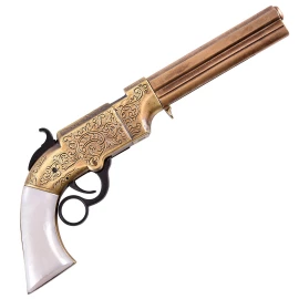 1854 Volcanic Pistol, Brass and Faux Mother-of-Pearl, Replica