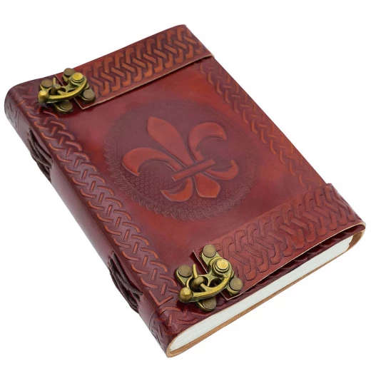 Leather Journal "Royal Lily" with Brass Hook Clasps