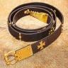 Medieval Crusader Long Belt with Templar Crosses and Brass Mounts