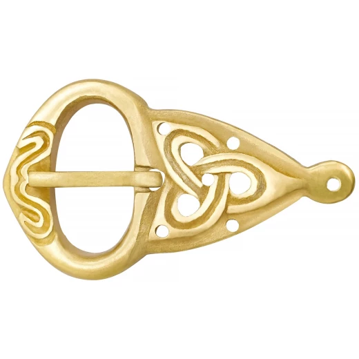 Mosazná přezka na opasek s nákovem, keltský uzel, vikingský styl